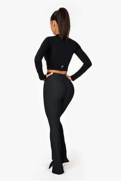 Ribbed Split Flared Leggings - for kvinde - FAMME - Leggings