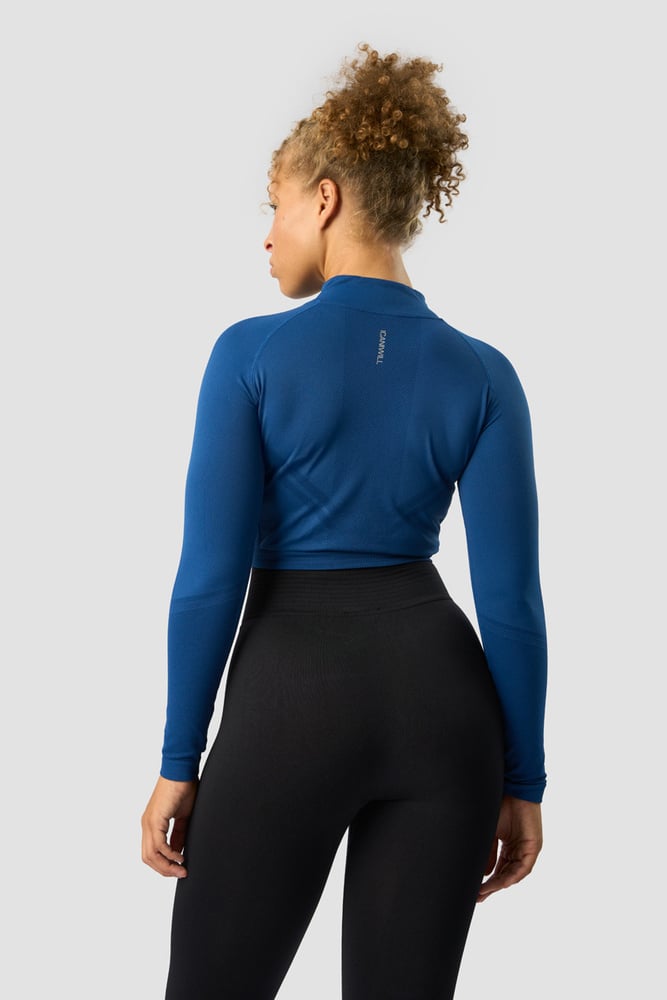 define seamless cropped 1/4 zip dark navy