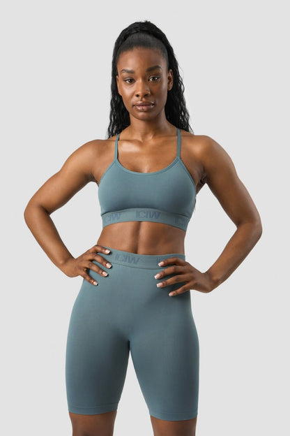 define seamless logo strappy sports bra jungle green