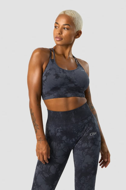 define seamless tie dye sports bra dark blue