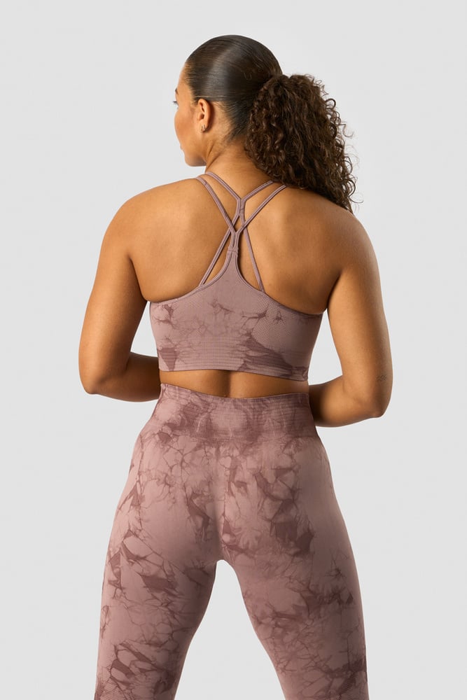 define seamless tie dye sports bra mauve