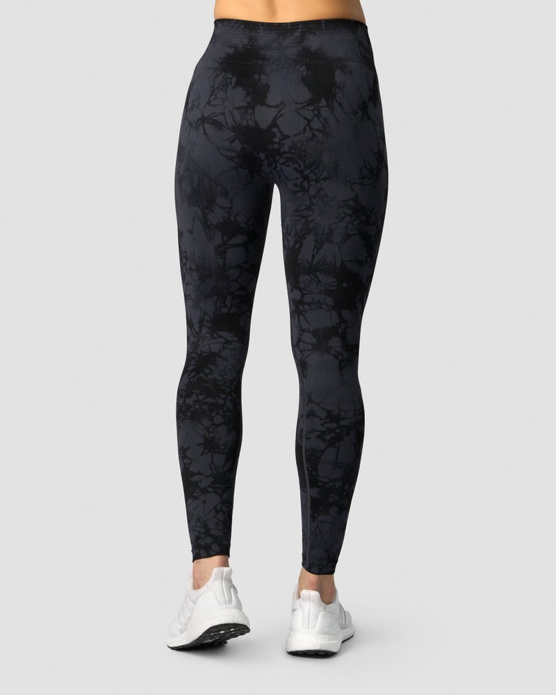 define seamless tie dye tights midnight