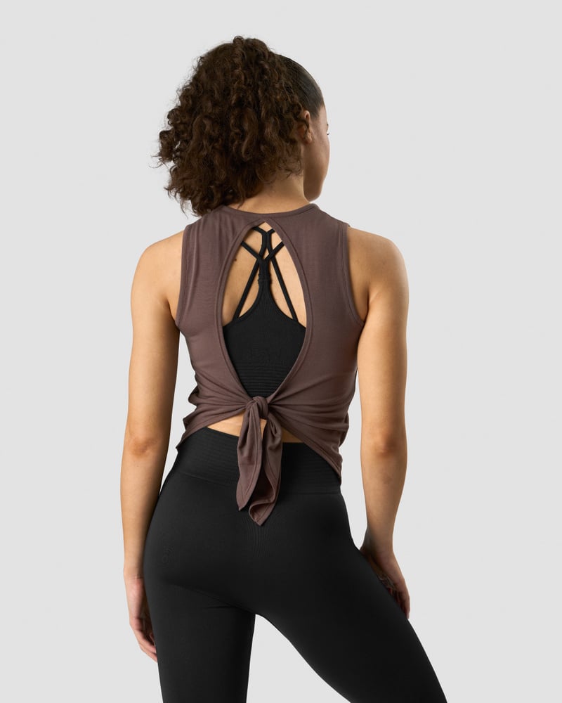 empowering open back tank chestnut brown