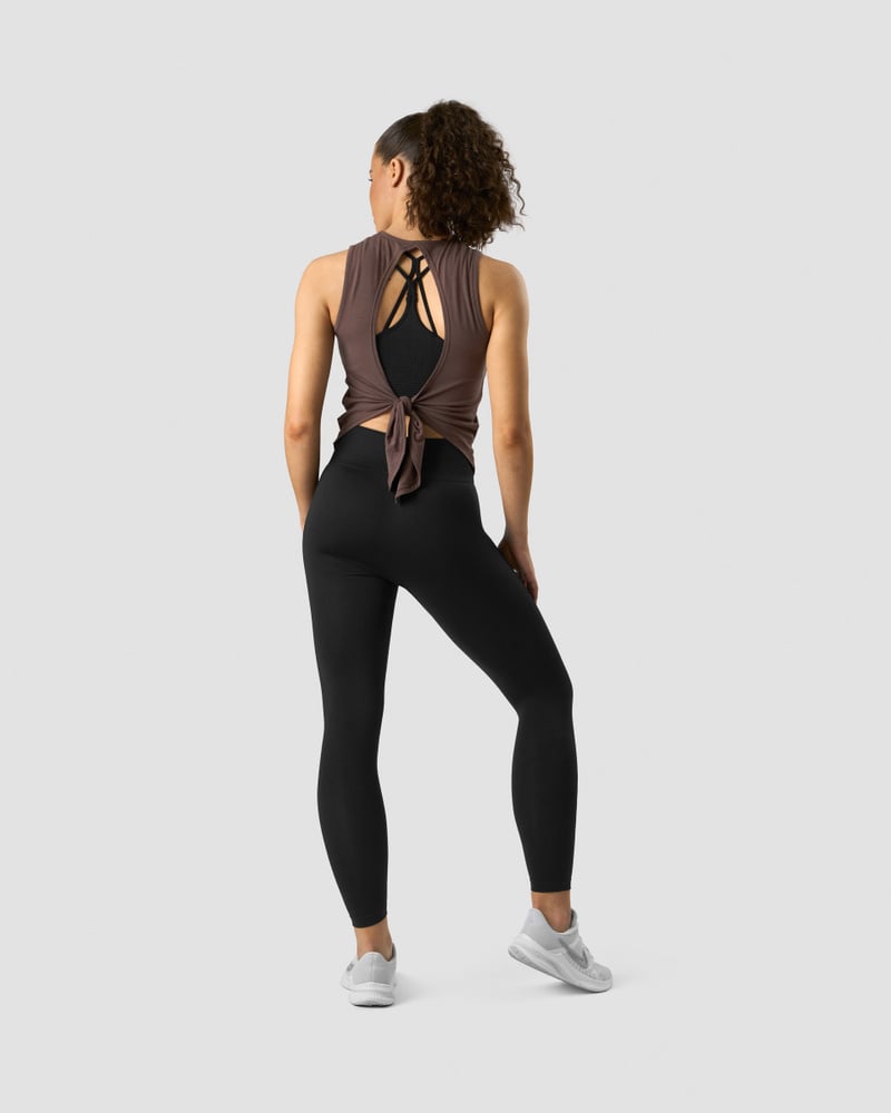 empowering open back tank chestnut brown