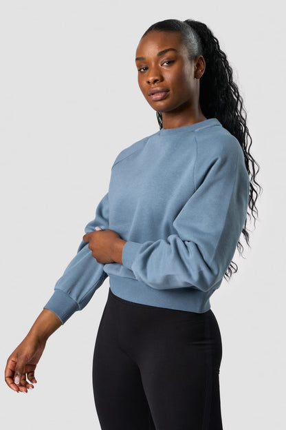 everyday cropped crewneck steel blue