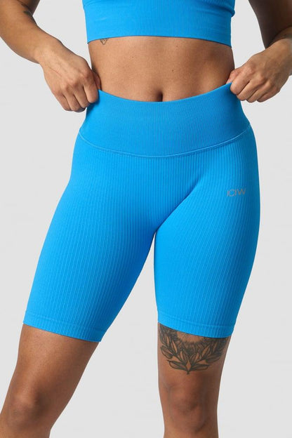 ICANIWILL - Ribbed Define Seamless Biker Shorts - Azure Blue