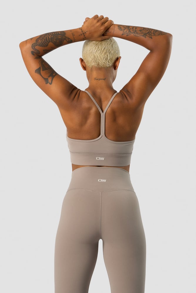 nimble strappy sports bra greige