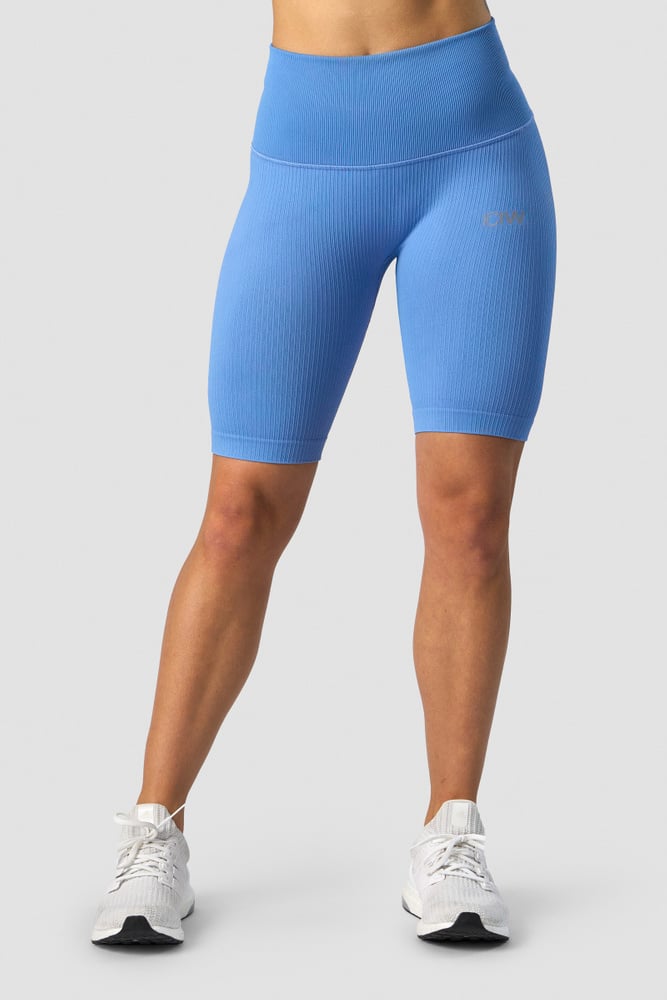 ribbed define seamless pocket biker shorts pacific blue