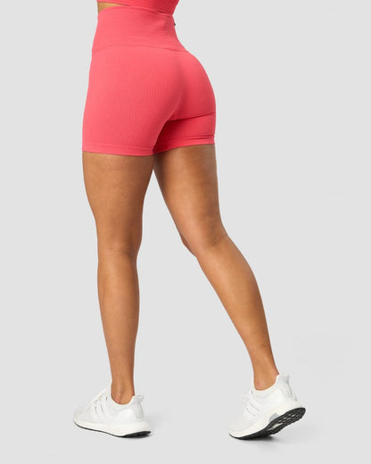 ribbed define seamless pocket shorts coral red