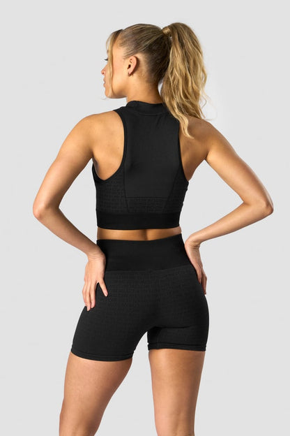 signature seamless cropped tank top black