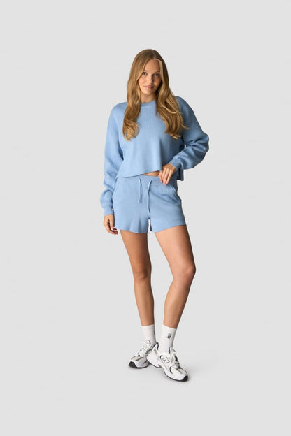 soft knit cropped crewneck light blue