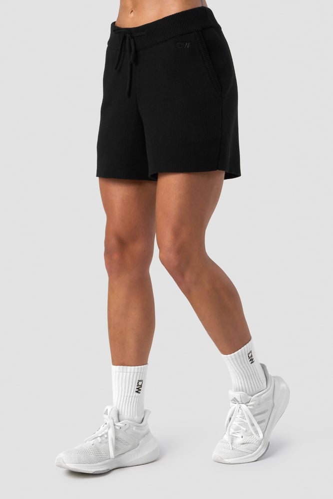 soft knit shorts black