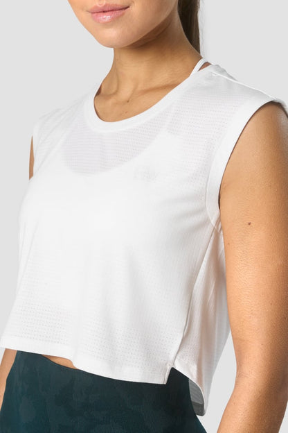 stride cropped tank wmn white