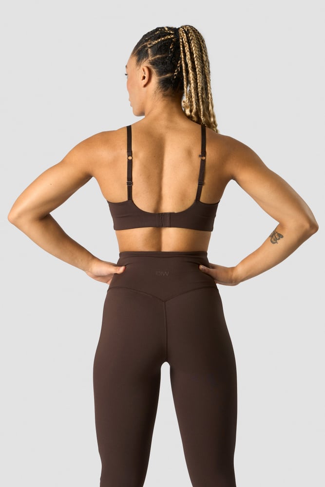 stride strappy sports bra dark brown