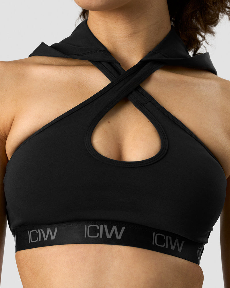 ultimate training hoodie sports bra black